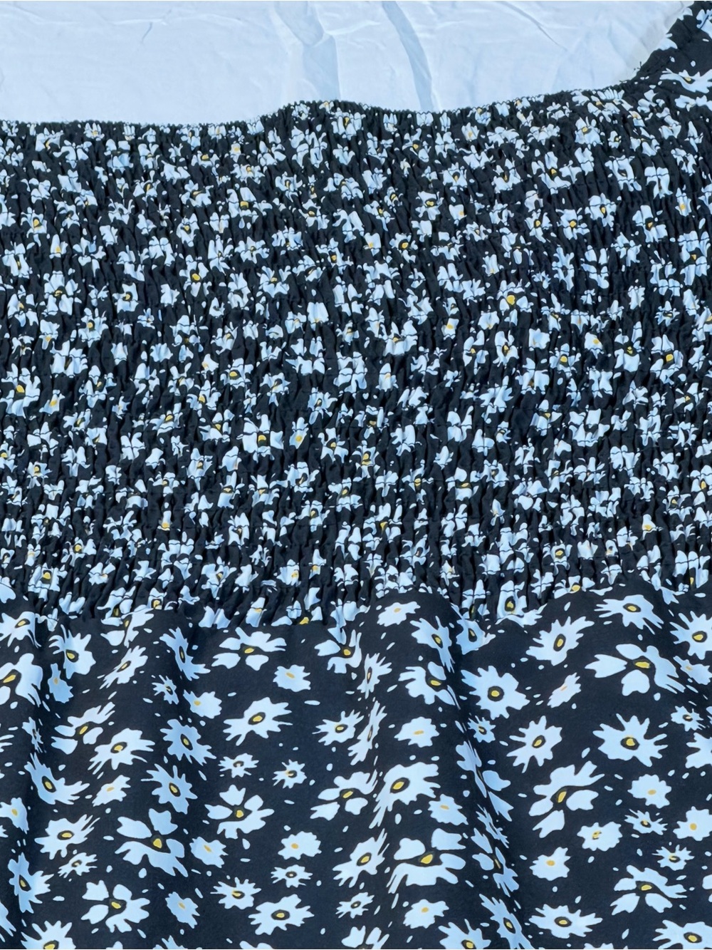 SHEIN Black White Floral Square Neck Midi Dress Bishop Long Sleeve Size 1X - Picture 8 of 8
